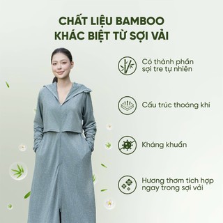 Áo Chống Nắng Dài Toàn Thân Nữ GUNO Tre Thơm 2 Lớp Chống Tia UV Mũ Rộng Vành Che Trán 26AG40/AG63