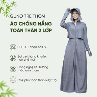 Áo Chống Nắng Dài Toàn Thân Nữ GUNO Tre Thơm 2 Lớp Chống Tia UV Mũ Rộng Vành Che Trán 26AG40/AG63