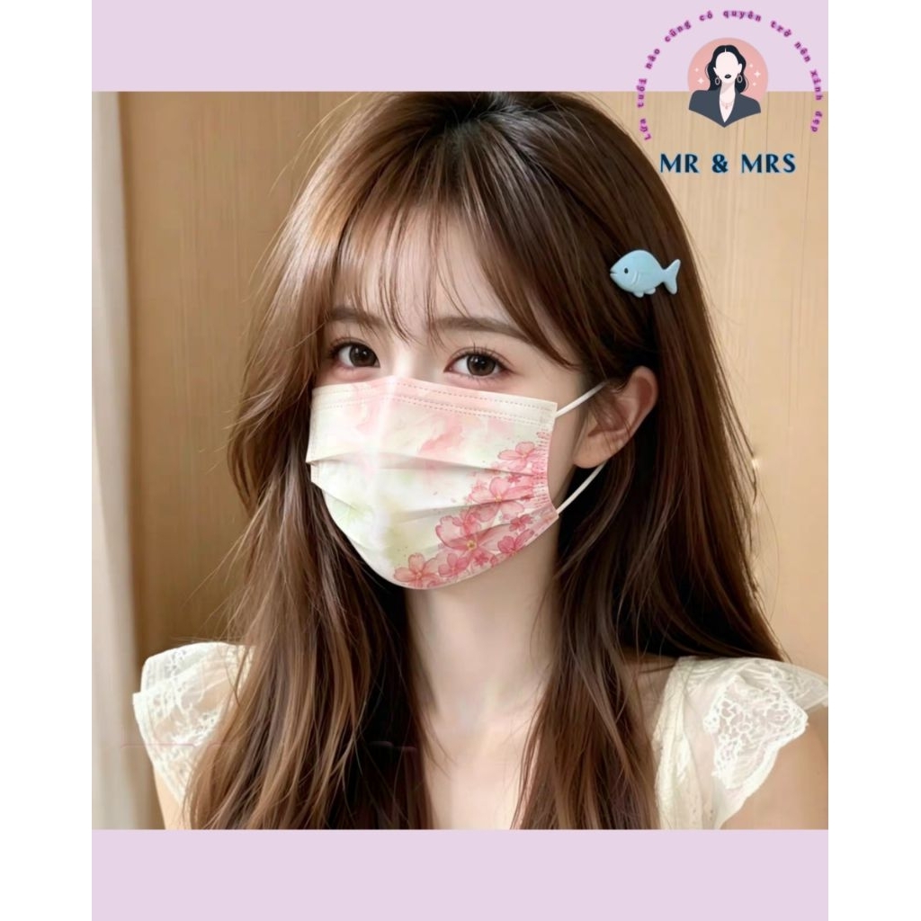 ( Set 10/50c) Khẩu Trang Y Tế Họa Tiết Hoa Người Lớn