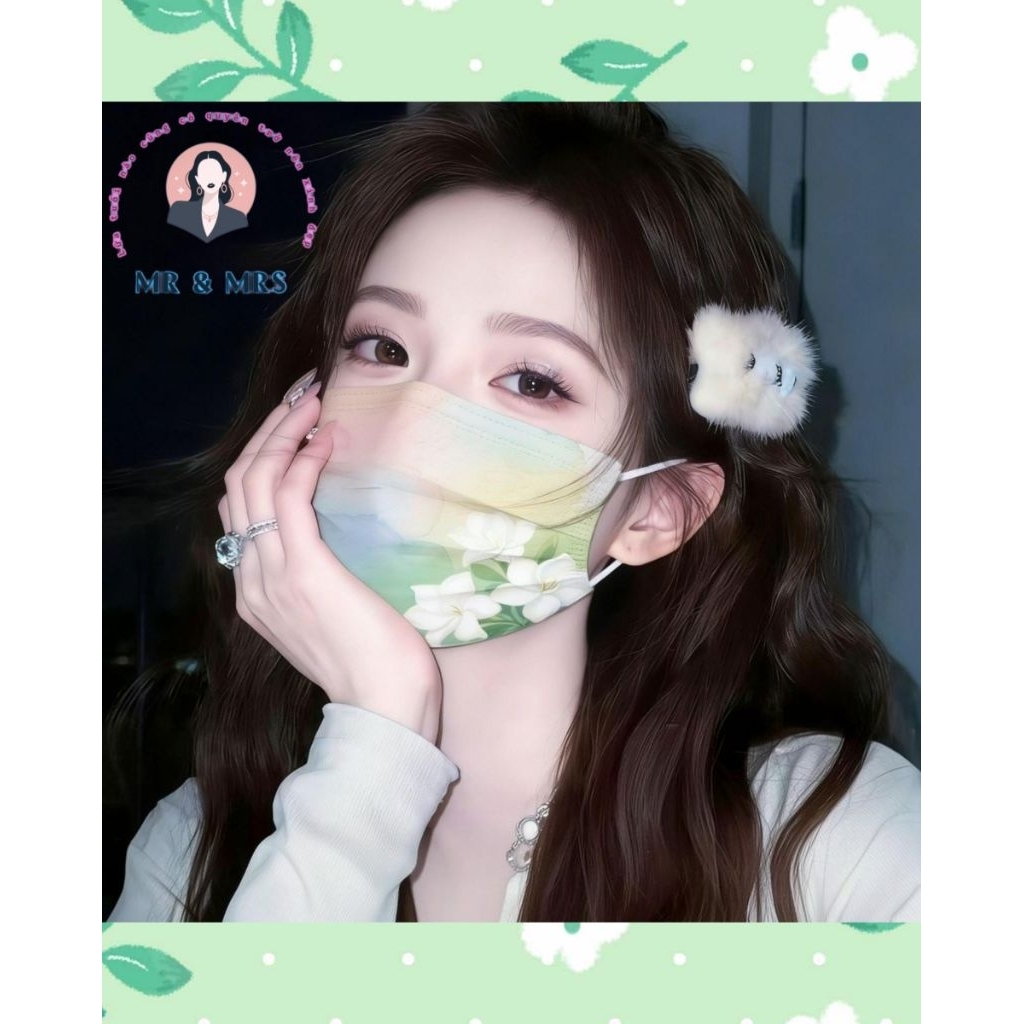 ( Set 10/50c) Khẩu Trang Y Tế Họa Tiết Hoa Người Lớn
