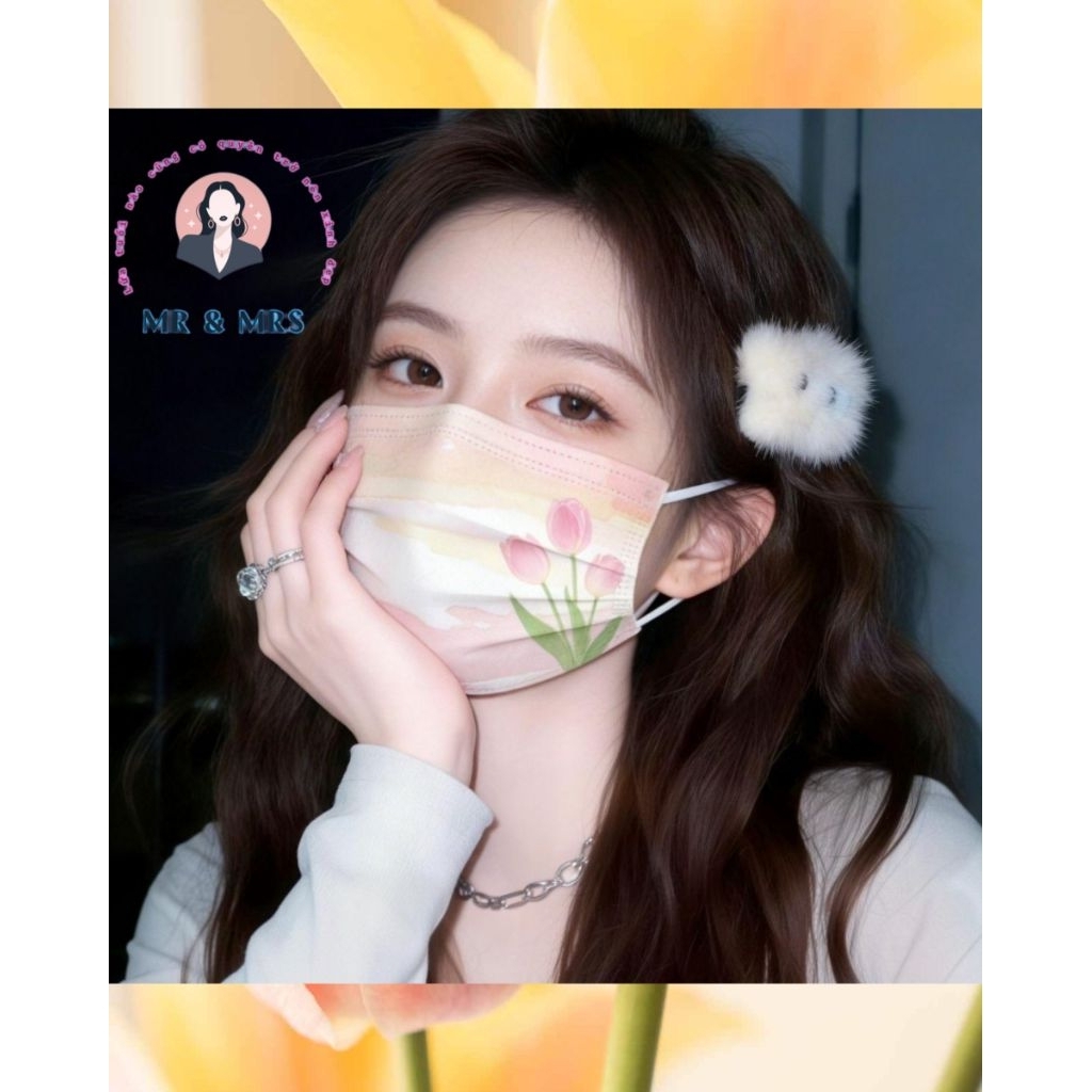 ( Set 10/50c) Khẩu Trang Y Tế Họa Tiết Hoa Người Lớn