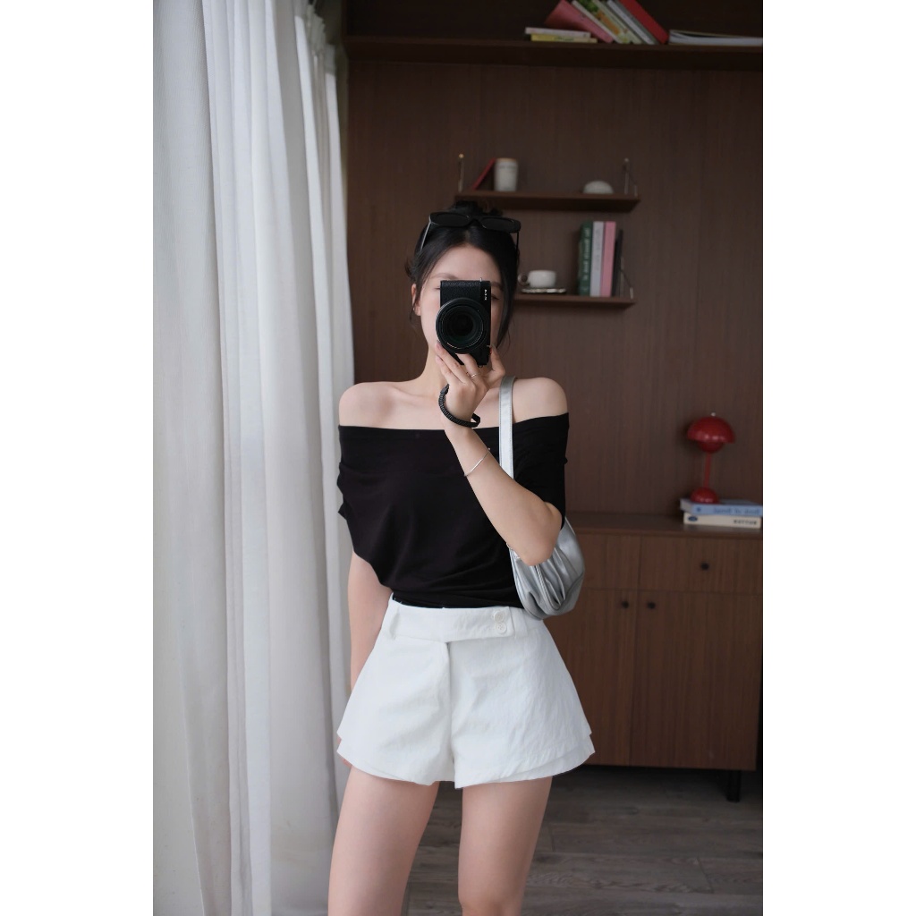 Pearl Short (TSW) Quần short thô cạp lệch 2 khuy 181 Nữ the.sweaterweather