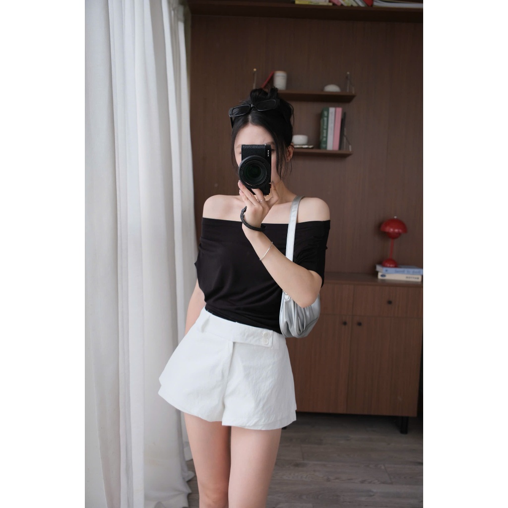 Pearl Short (TSW) Quần short thô cạp lệch 2 khuy 181 Nữ the.sweaterweather