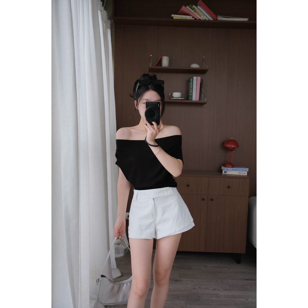 Pearl Short (TSW) Quần short thô cạp lệch 2 khuy 181 Nữ the.sweaterweather