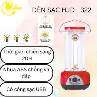 Đèn sạc tích điện đa năng Honjianda HJD-322 LED, thời gian chiếu sáng lên đến 30H, Tích Hợp Cổng Sạc USB