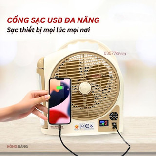 [ HỎA TỐC] Quạt sạc tích điện dạng hộp AC&DC 10 inch Honjianda FL223 1 bình - có đèn LED & USB.