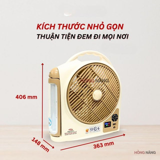 [ HỎA TỐC] Quạt sạc tích điện dạng hộp AC&DC 10 inch Honjianda FL223 1 bình - có đèn LED & USB.