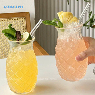 SET 6 Ly Thủy Tinh Đẹp Họa Tiết QUẢ DỨA 480ML |Cốc Uống Nước Chịu Nhiệt Tốt Chuyên DECOR Quán Cà Phê