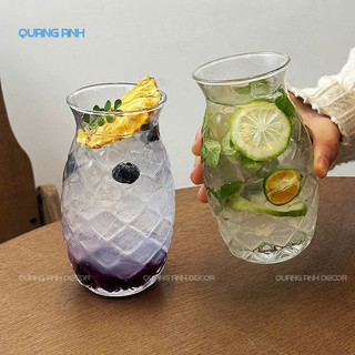 SET 6 Ly Thủy Tinh Đẹp Họa Tiết QUẢ DỨA 480ML |Cốc Uống Nước Chịu Nhiệt Tốt Chuyên DECOR Quán Cà Phê