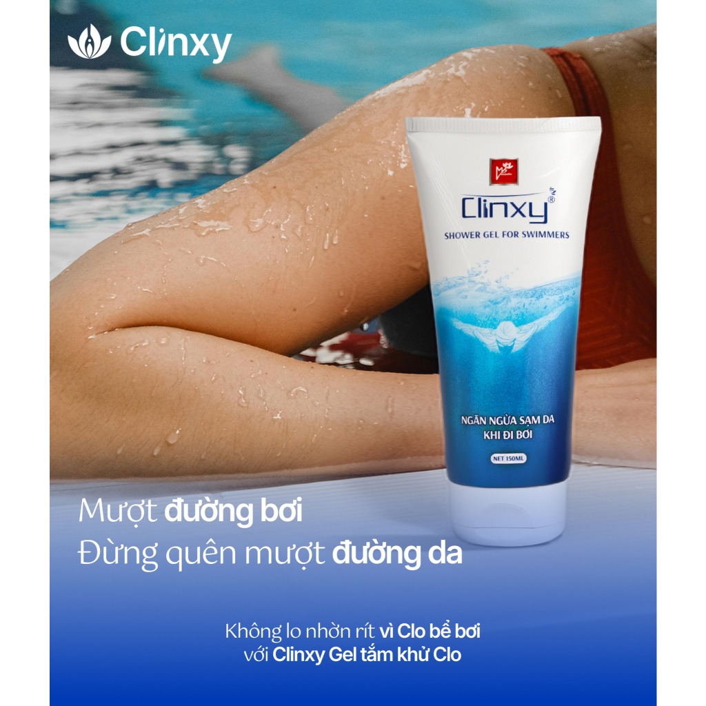 [TẶNG 1 MINISIZE] Sữa Tắm Khử Clo Clinxy Dành Cho Người Đi Bơi, Gel Tắm Làm Sạch Da Sau Bơi (150ml)