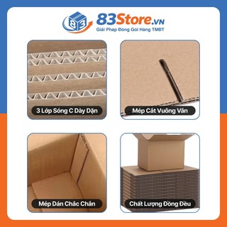 Combo 50 Hộp 3 Lớp Sóng C - Thùng Carton 83Store Đóng Hàng Cứng Cáp, Mỹ Phẩm, Phụ Kiện