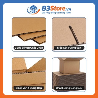 Hộp Carton 3 Lớp Sóng B - Thùng Carton 83Store Đóng Hàng Cứng Cáp, Chịu Lực Tốt Di Chuyển Xa, Giữ Form Tốt
