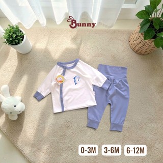 (Mua 2 tặng 1)Bộ quần áo tay dài cài chéo sơ sinh mát rươi dành cho bé 3-10kg
