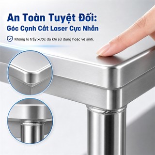 LOADNIX Bàn Inox Nhà Bếp 1/2/3 Tầng Có Thanh Chống Đỡ Cường Cường Bàn Làm Việc Chịu Lực Tốt Chống Gỉ Sét Dễ Vệ Sin