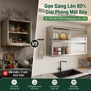 LOADNIX Tủ bếp treo tường inox 304 Kệ inox chống bụi Phù hợp nhà bếp, phòng khách & tiết kiệm không gian