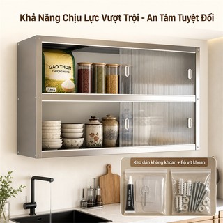 LOADNIX Tủ bếp treo tường inox 304 Kệ inox chống bụi Phù hợp nhà bếp, phòng khách & tiết kiệm không gian
