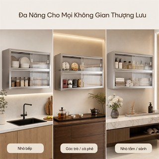 LOADNIX Tủ bếp treo tường inox 304 Kệ inox chống bụi Phù hợp nhà bếp, phòng khách & tiết kiệm không gian