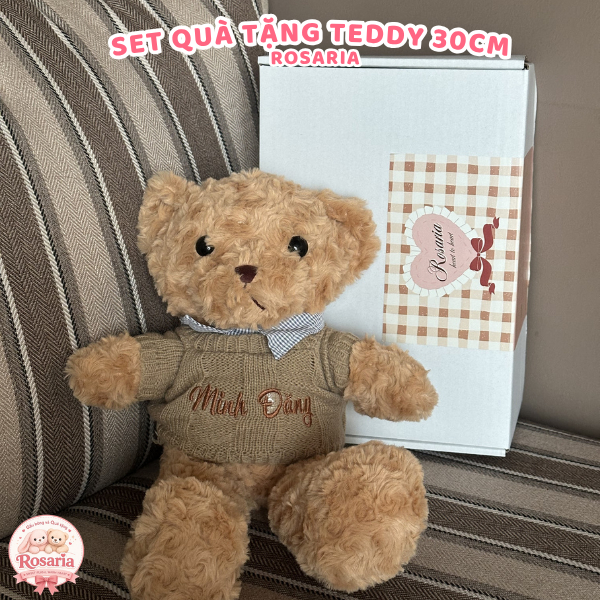 Set Quà Tặng Gấu Bông Teddy 30CM Thêu Tên Theo Yêu Cầu – Kèm Thiệp Và Hộp Quà Cao Cấp – Quà Tặng Ý Nghĩa