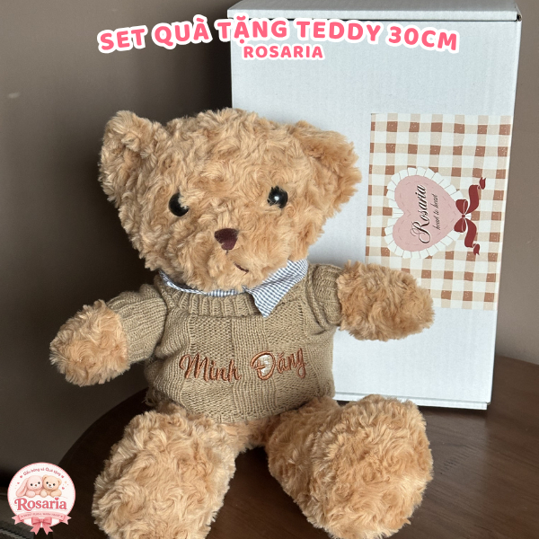 Set Quà Tặng Gấu Bông Teddy 30CM Thêu Tên Theo Yêu Cầu – Kèm Thiệp Và Hộp Quà Cao Cấp – Quà Tặng Ý Nghĩa