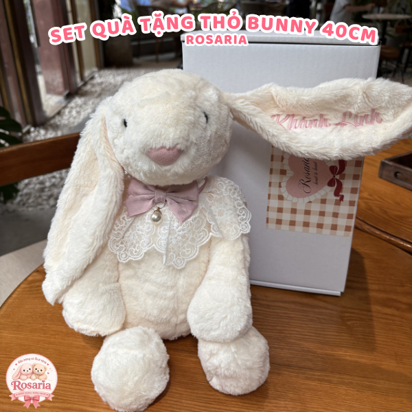 Set Quà Tặng Thỏ Bunny 40cm Thêu Tên Theo Yêu Cầu – Gấu Bông Cao Cấp Kèm Thiệp & Hộp Quà Sang Trọng