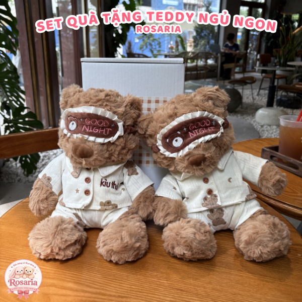 Set Quà Tặng Teddy Ngủ Ngon 35cm Có Thêu Lời Chúc Theo Yêu Cầu – Gấu Teddy Good Night Kèm Hộp Quà Cao Cấp