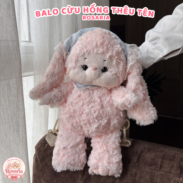 Gấu Bông Cừu Hồng Dễ Thương 40cm Thêu Tên Theo Yêu Cầu, Thú Nhồi Bông Cá Nhân Hóa Quà Tặng Dễ Thương