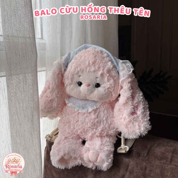 Gấu Bông Cừu Hồng Dễ Thương 40cm Thêu Tên Theo Yêu Cầu, Thú Nhồi Bông Cá Nhân Hóa Quà Tặng Dễ Thương