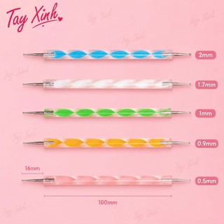 Set 5 Cọ Chấm Bi Nail 2 Đầu Đa Năng - Dụng Cụ Vẽ Hoa, Chấm Bi, Trang Trí Móng Chuyên Nghiệp