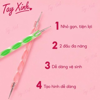 Set 5 Cọ Chấm Bi Nail 2 Đầu Đa Năng - Dụng Cụ Vẽ Hoa, Chấm Bi, Trang Trí Móng Chuyên Nghiệp
