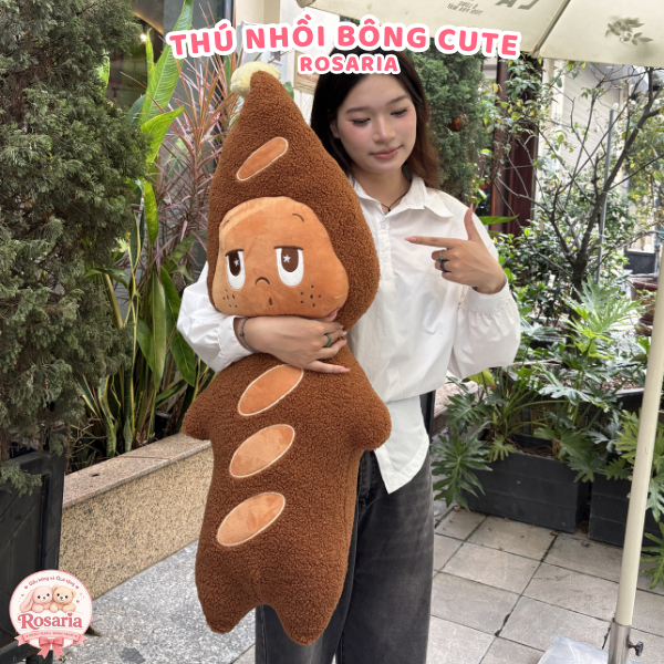 Gấu Bông Baguette 50cm 70cm 90cm – Thú Nhồi Bông Hình Bánh Mì Cute Cao Cấp Ôm Ngủ Siêu Mềm