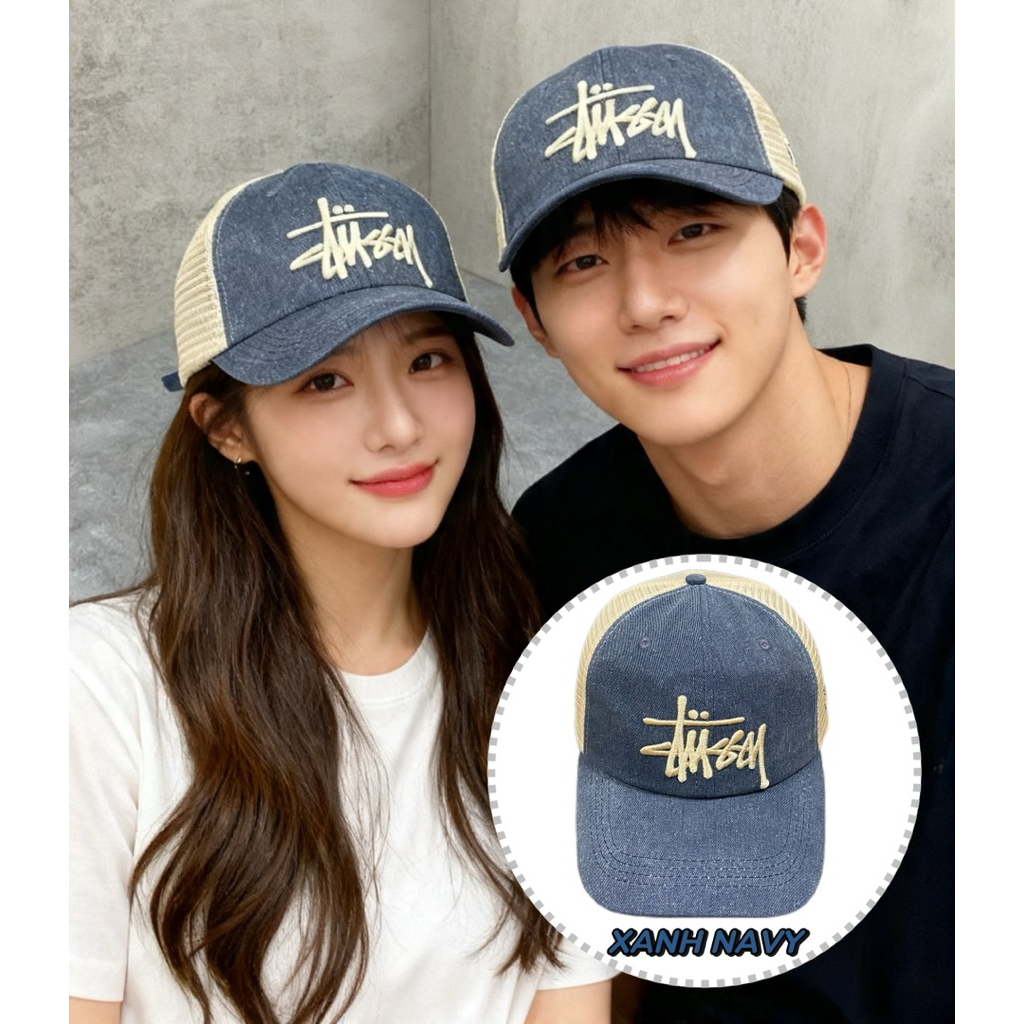 NÓN COUPLE CẶP ĐÔI , MŨ KẾT JEAN VÁ LƯỚI CHỮ KÝ PHONG CÁCH HÀN QUỐC