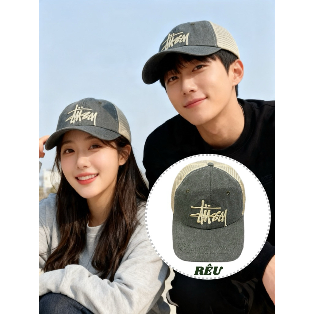 NÓN COUPLE CẶP ĐÔI , MŨ KẾT JEAN VÁ LƯỚI CHỮ KÝ PHONG CÁCH HÀN QUỐC