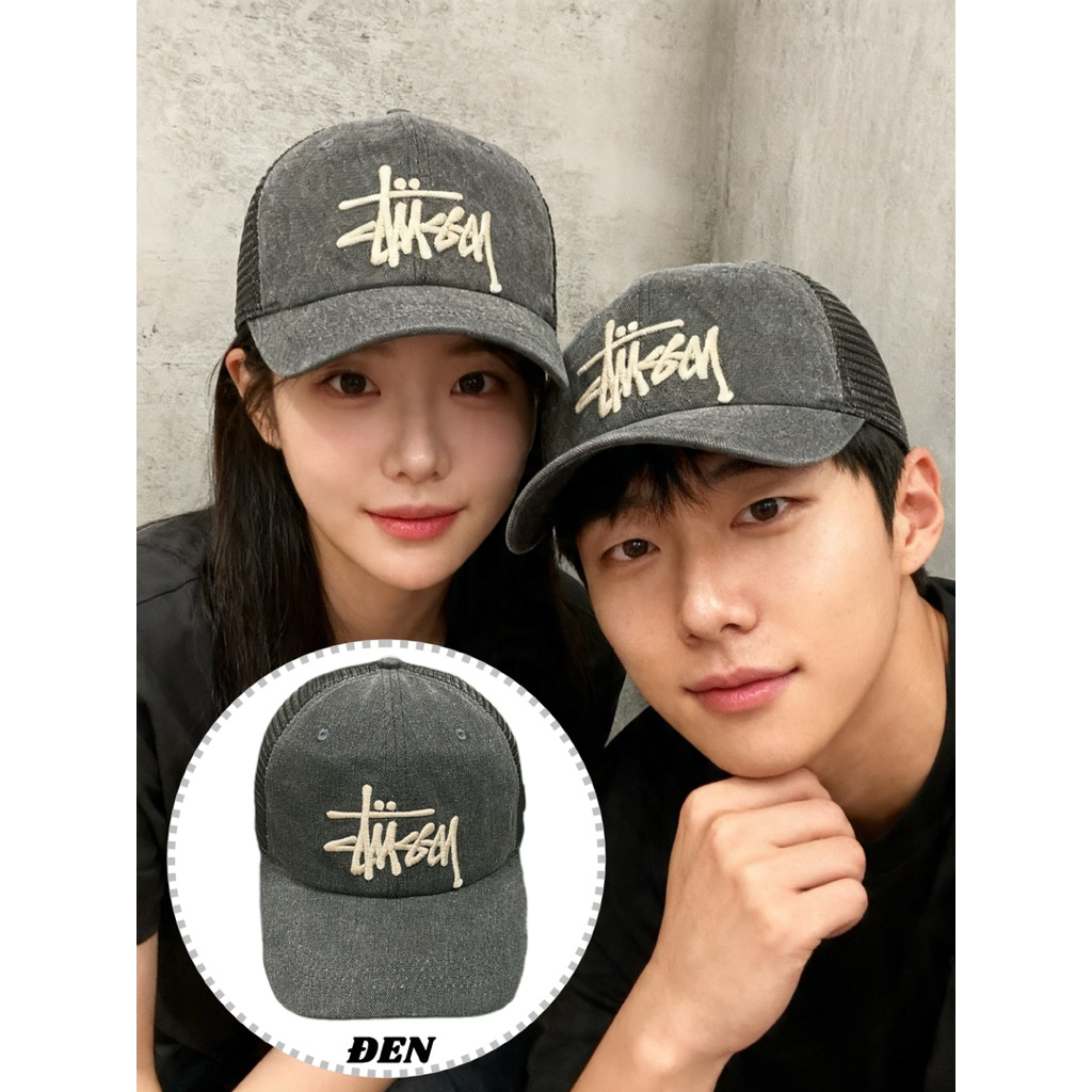 NÓN COUPLE CẶP ĐÔI , MŨ KẾT JEAN VÁ LƯỚI CHỮ KÝ PHONG CÁCH HÀN QUỐC