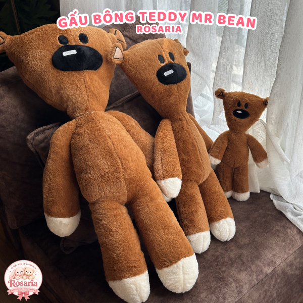 Gấu Bông Teddy Mr Bean Cao Cấp 25cm/60cm/80cm/110cm – Gấu Nâu Dễ Thương Mềm Mịn Ôm Ngủ Siêu Êm