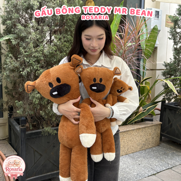 Gấu Bông Teddy Mr Bean Cao Cấp 25cm/60cm/80cm/110cm – Gấu Nâu Dễ Thương Mềm Mịn Ôm Ngủ Siêu Êm