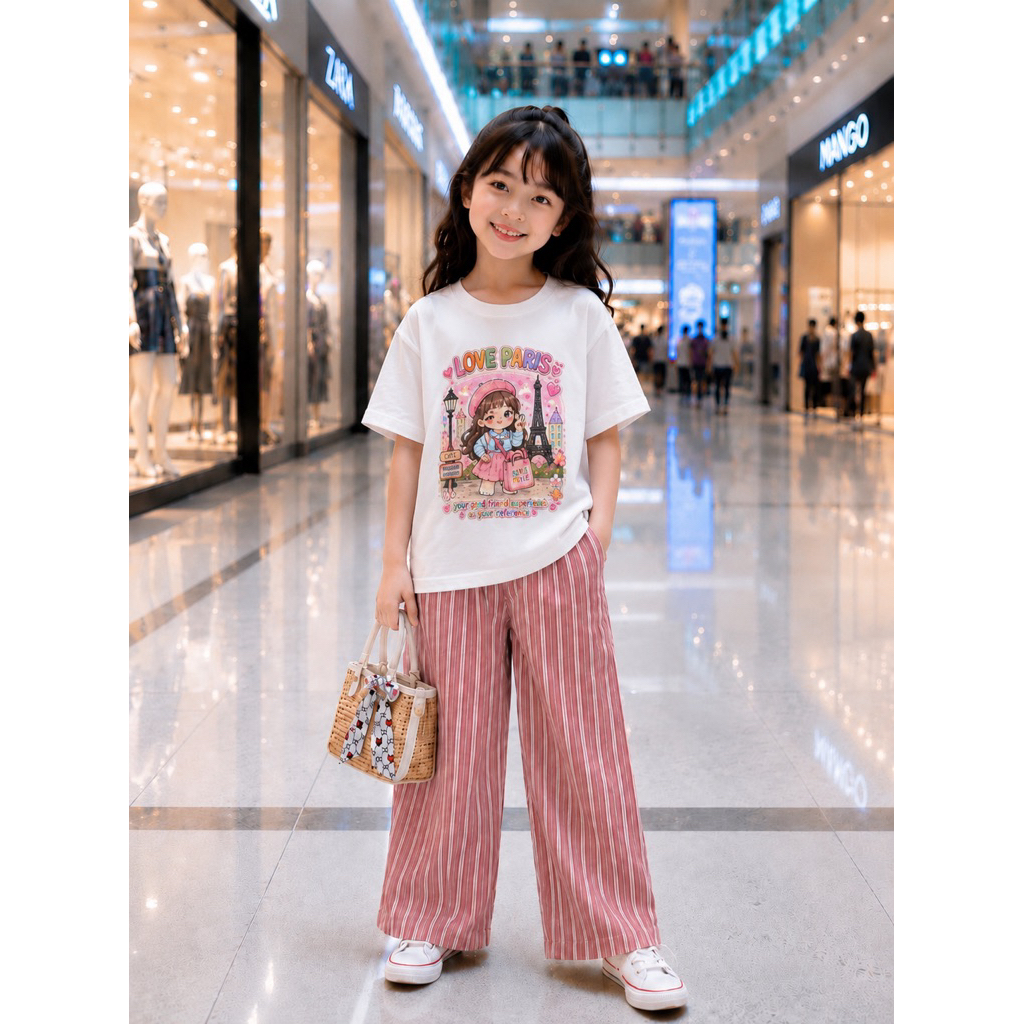 Bộ quần dài Bé Gái quần ống Suôn vải cotton 100% 4 chiều 18-42kg( tặng 10kt)