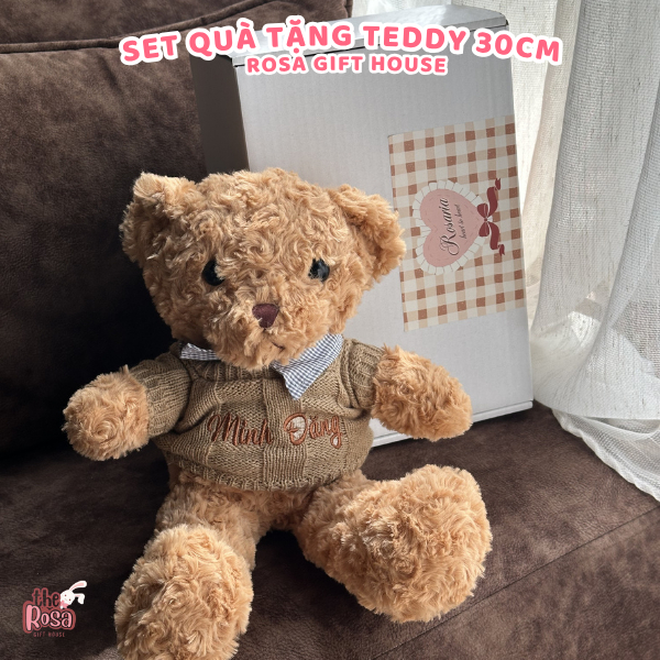 Set Quà Tặng Teddy Thêu Tên Riêng – Gấu Bông Teddy Cao Cấp Kèm Thiệp Và Hộp Quà Sang Trọng