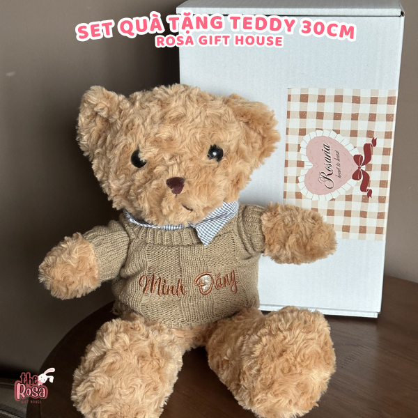 Set Quà Tặng Teddy Thêu Tên Riêng – Gấu Bông Teddy Cao Cấp Kèm Thiệp Và Hộp Quà Sang Trọng