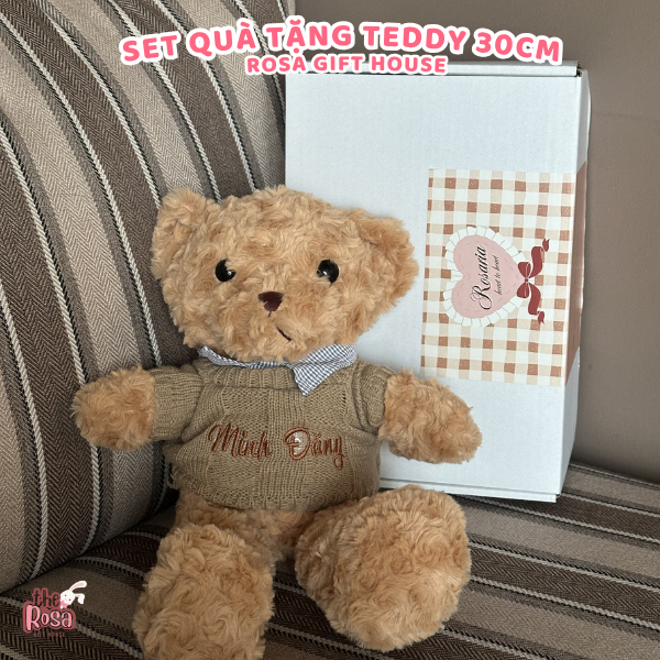 Set Quà Tặng Teddy Thêu Tên Riêng – Gấu Bông Teddy Cao Cấp Kèm Thiệp Và Hộp Quà Sang Trọng