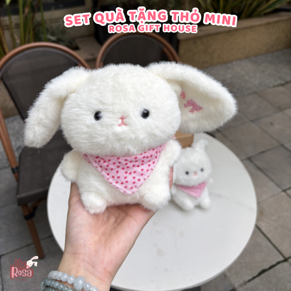 Set Quà Tặng Thỏ Mini Siêu Cute Thêu Tên Theo Yêu Cầu – Kèm Thiệp Và Hộp Quà Sang Trọng