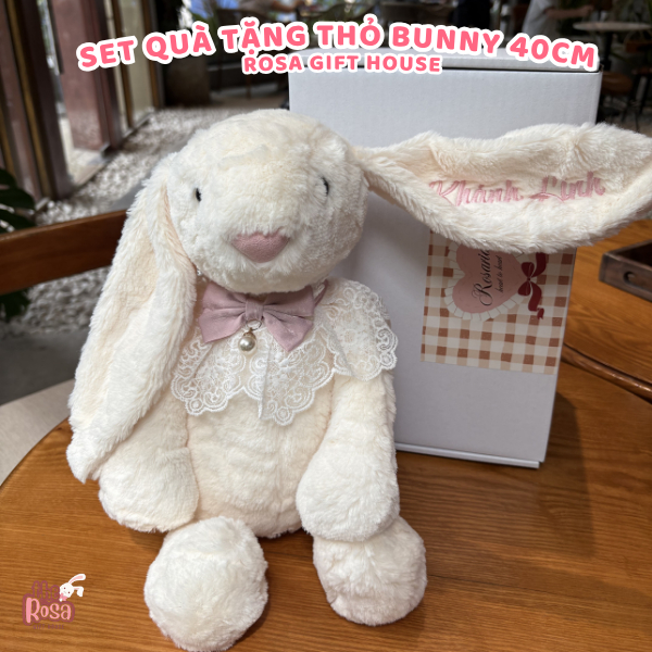 Set Quà Tặng Thỏ Bunny 40cm Thêu Tên Riêng – Gấu Bông Bunny Cao Cấp Kèm Thiệp Và Hộp Quà Cực Xinh