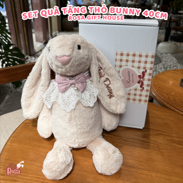 Set Quà Tặng Thỏ Bunny 40cm Thêu Tên Riêng – Gấu Bông Bunny Cao Cấp Kèm Thiệp Và Hộp Quà Cực Xinh