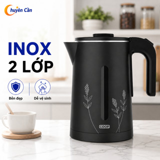 Bình Đun Siêu Tốc Inox 2 Bình Đun Siêu Tốc Inox 2 Lớp Co.op Select 1.8L - Giữ Nhiệt Tốt, Tự Ngắt An Toàn, Đun Nước Nhanh