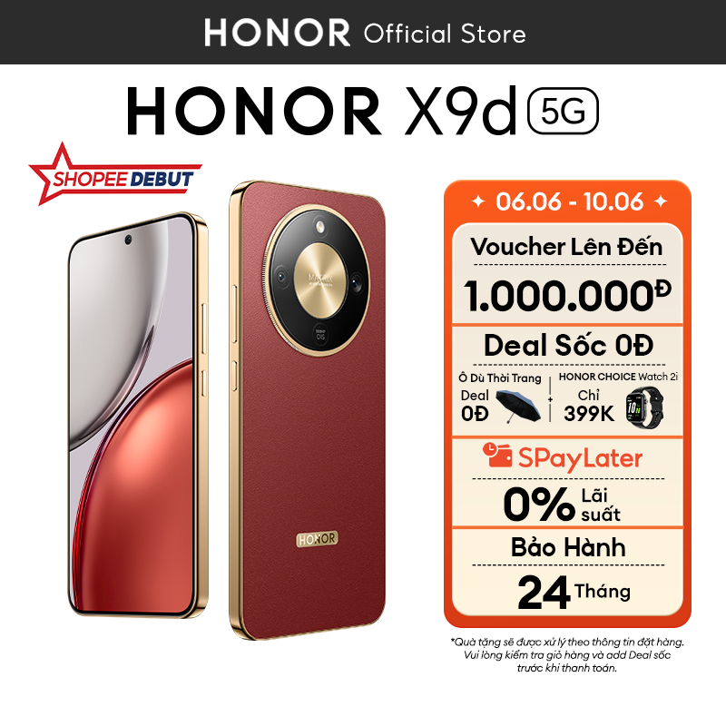 [ƯU ĐÃI ĐỘC QUYỀN] Điện Thoại Honor X9d 5G 8GB/12GB + 256GB/512GB | Pin 8300mAh | Camera AI OIS 108 MP| BH 24 Tháng