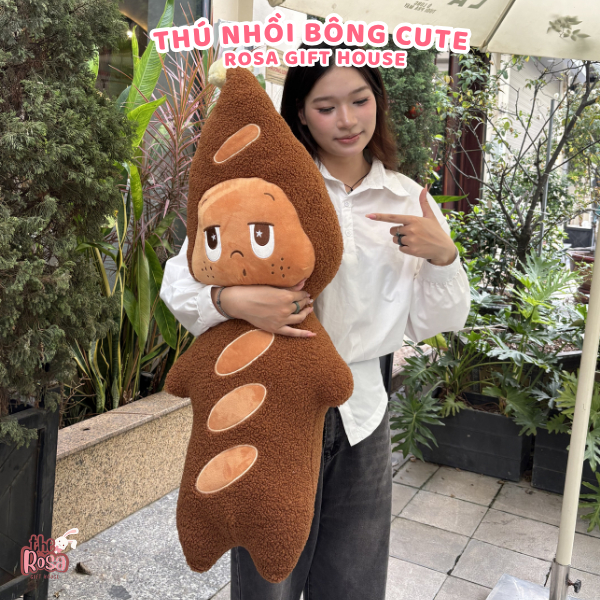 Gấu Bông Bánh Mì Baguette 50/70/90cm – Thú Nhồi Bông Hình Bánh Mì Ôm Ngủ Siêu Mềm Dễ Thương
