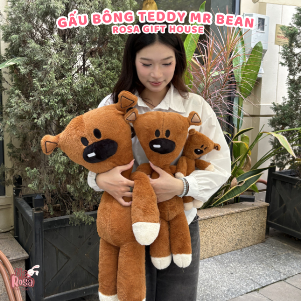 Gấu Bông Teddy Mr Bean Dễ Thương Size 25cm/60cm/80cm/110cm – Quà Tặng Ôm Ngủ Cao Cấp