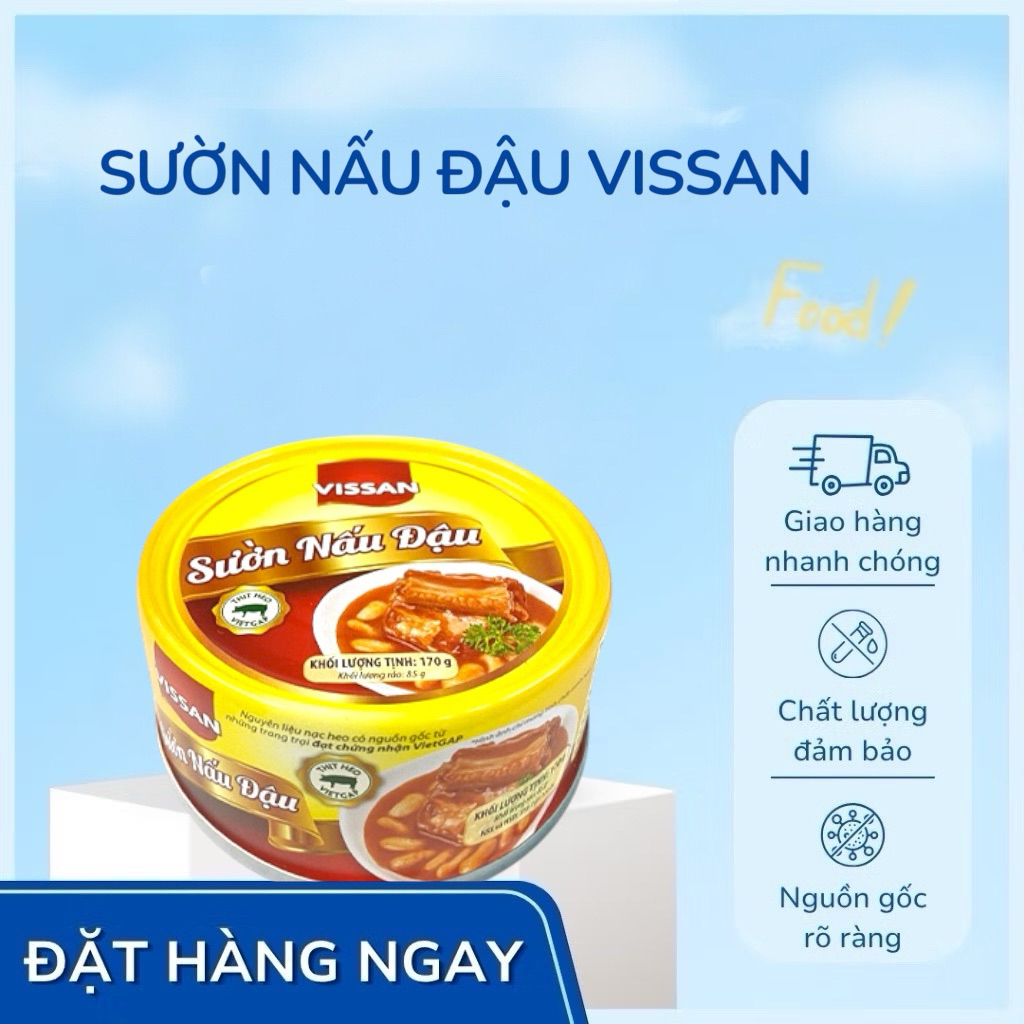 Vissan Combo 10 hộp Sườn Nấu Đậu 170g Chính Hãng Date 2029