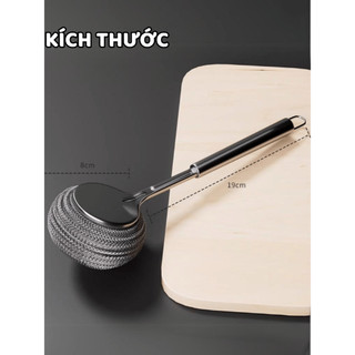 Dụng Cụ Cọ Rửa Đa Năng - Cây Chà Nồi, Chảo, Bồn Rửa Chén Cán INOX, Đầu Cọ Thép Không Gỉ Có Thể Thay Thế, Tiện Lợi