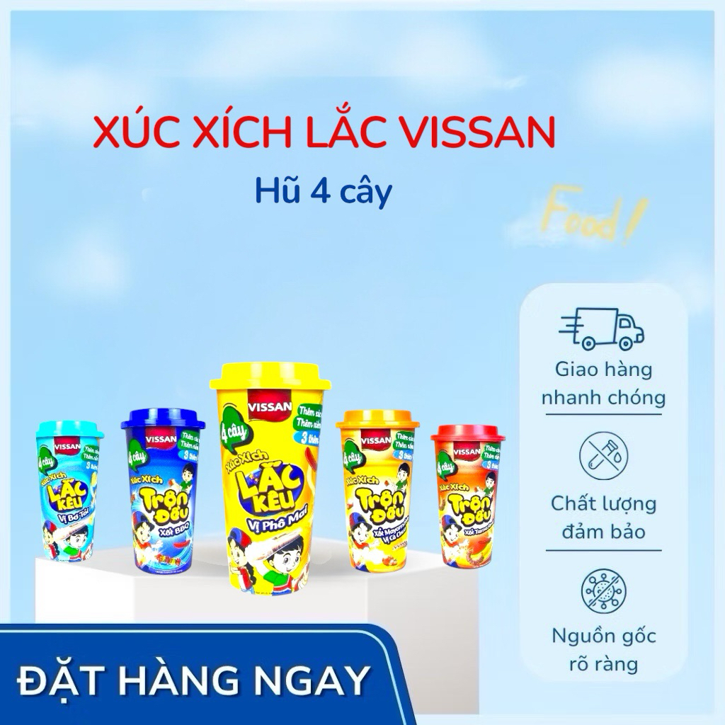 Vissan Combo Xúc Xích Lắc Vissan 4 Cây – Hũ – Ăn Vặt Tiện Lợi Giao Ngẫu Nhiên