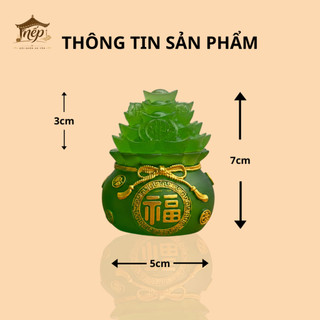 Bộ 3 Hũ Muối Gạo Tài Lộc Chiêu Tài May Mắn Cao 7cm Màu Xanh Lá